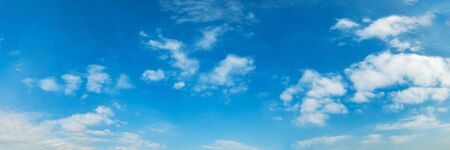 Panorama sky with cloud on a sunny day. Beautiful cirrus cloud. Panoramic image.の写真素材