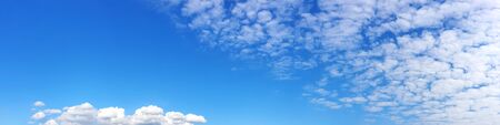 Panorama sky with cloud on a sunny day. Beautiful cirrus cloud. Panoramic image.の写真素材