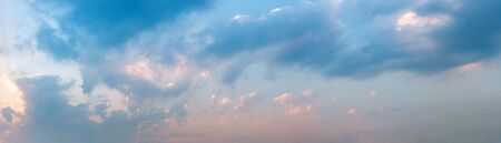 Panorama of Dramatic vibrant color with beautiful cloud of sunrise and sunset. Panoramic image.の写真素材
