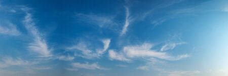 Panorama sky with beautiful cloud on a sunny day. Panoramic high resolution image.の写真素材