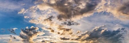 Gorgeous panorama scenic of sunrise and sunset with silver lining and cloud in the morning and evening. Panoramic landscape image.の写真素材