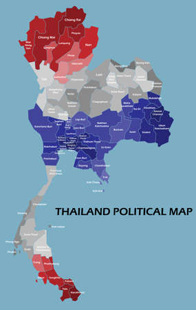 Thailand political map divide by state colorful outline simplicity style. Vector illustration.の素材 [FY310155579504]