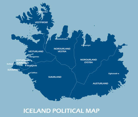 Iceland political map divide by state colorful outline simplicity style. Vector illustration.のイラスト素材