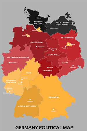 Germany political map divide by state colorful outline simplicity style. Vector illustration.のイラスト素材