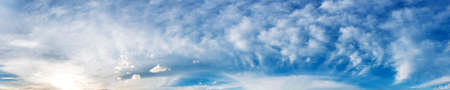 Panorama sky with cloud on a sunny day. Beautiful cirrus cloud.
