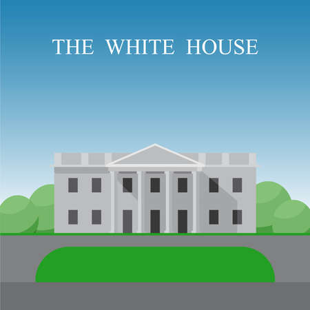 The White House in Washington DC, District of Columbia, USA. Flat design vector illustration.のイラスト素材