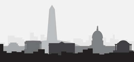 Washington DC skyline, District of Columbia, USA. Flat design vector illustration.のイラスト素材