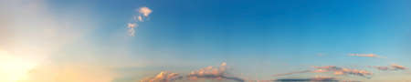Dramatic panorama sky with cloud on sunrise and sunset time. Panoramic image.の写真素材