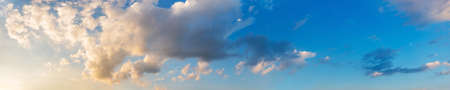 Dramatic panorama sky with cloud on sunrise and sunset time. Panoramic image.
