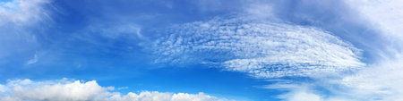 Panorama sky with cloud on a sunny day. Beautiful cirrus cloud.