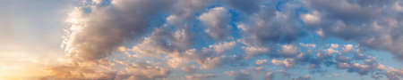 Gorgeous panorama scenic of sunrise and sunset with silver lining and cloud in the morning and evening. Panoramic landscape image.の写真素材