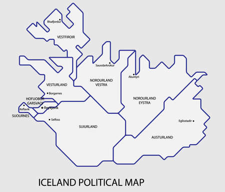 Iceland political map divide by state colorful outline simplicity style. Vector illustration.のイラスト素材
