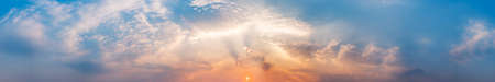 Gorgeous panorama scenic of sunrise and sunset with silver lining and cloud in the morning and evening. Panoramic landscape image.の写真素材