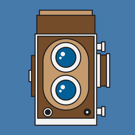 Vintage analog film camera colorful flat design. Vector illustration.のイラスト素材
