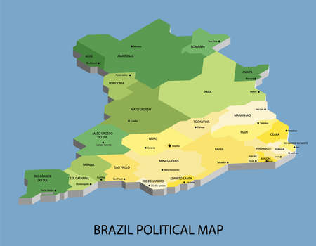 Brazil political isometric map divide by state colorful outline simplicity style. Vector illustration.のイラスト素材