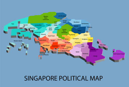 Singapore political isometric map divide by state colorful outline simplicity style. Vector illustration.のイラスト素材