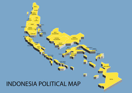 Indonesia political isometric map divide by state colorful outline simplicity style. Vector illustration.のイラスト素材