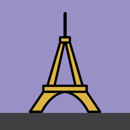 outline simplicity drawing of eiffel tower landmark front elevation view. vector illustration.のイラスト素材