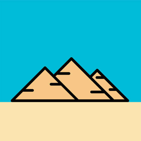 outline simplicity drawing of pyramid landmark front elevation view. vector illustration.のイラスト素材