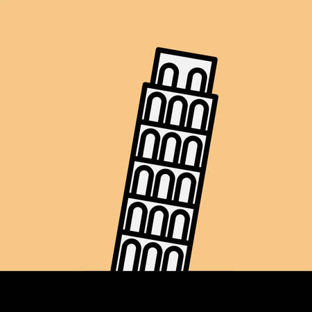 outline simplicity drawing of pisa tower landmark front elevation view. vector illustration.のイラスト素材