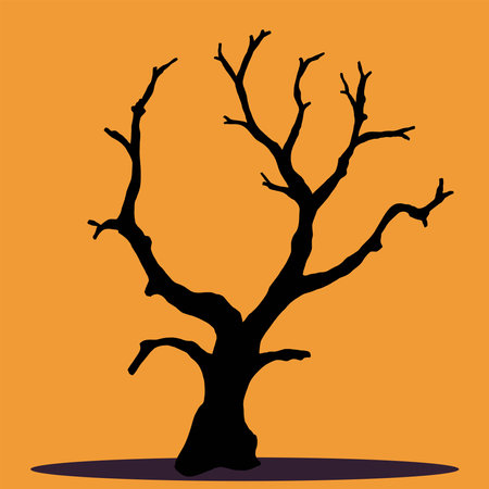 Simplicity halloween dead tree freehand drawing silhouette flat design.Vector illustration.のイラスト素材