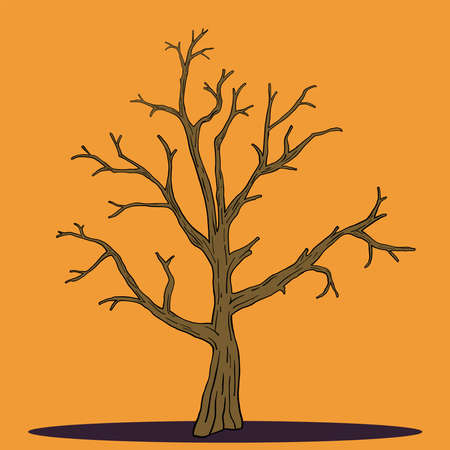Simplicity halloween dead tree freehand drawing flat design.Vector illustration.のイラスト素材