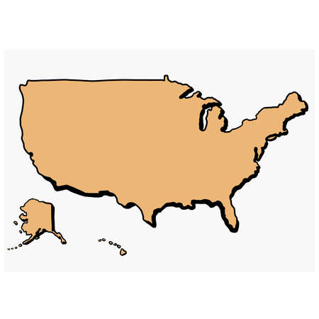 Doodle freehand drawing of united states of America map. Vector illustration.のイラスト素材