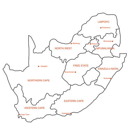 Doodle freehand drawing South Africa political map with major cities. Vector illustration.のイラスト素材