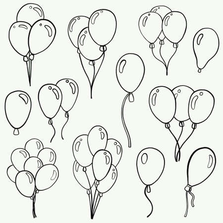 doodle freehand sketch drawing of party balloon collection. vector illustration.のイラスト素材