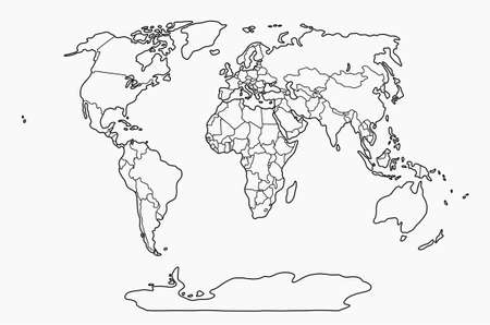 doodle freehand drawing of world map. vector illustration.のイラスト素材