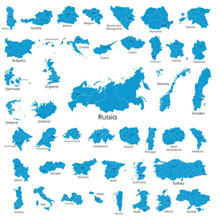 Doodle freehand drawing of countries of Europe. Vector illustration.のイラスト素材