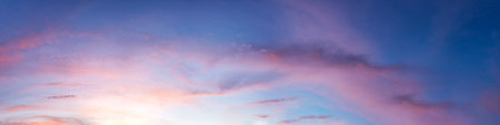 Dramatic panorama sky with cloud on sunrise and sunset time. Panoramic image.の写真素材