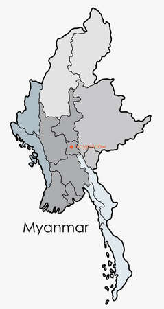 Doodle freehand drawing map of Myammar. Vector illustration.のイラスト素材
