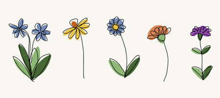 Simplicity flower freehand continuous line drawing flat design.Vector illustration.のイラスト素材