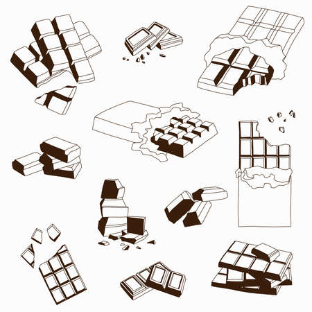 Doodling freehand outline sketch drawing of a chocolate bar. Healthy diet lifestyle concept.のイラスト素材