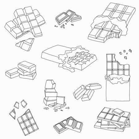 Doodling freehand outline sketch drawing of a chocolate bar. Healthy diet lifestyle concept.のイラスト素材