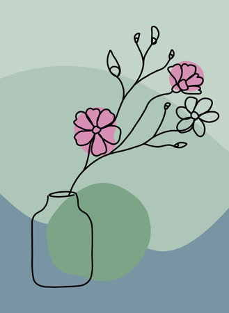 Simplicity flower freehand continuous line drawing flat design. Vector illustrationのイラスト素材