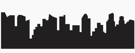 Modern City Skyline silhouette outline drawing on white background. Real estate business concept.のイラスト素材