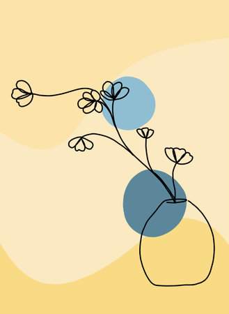 Simplicity flower freehand continuous line drawing flat design. Vector illustrationのイラスト素材
