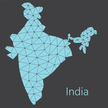 Vector low polygonal India map. Origami map illustration.のイラスト素材