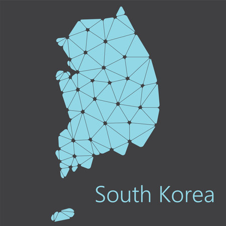 Vector low polygonal South Korea map. Origami map illustration.のイラスト素材