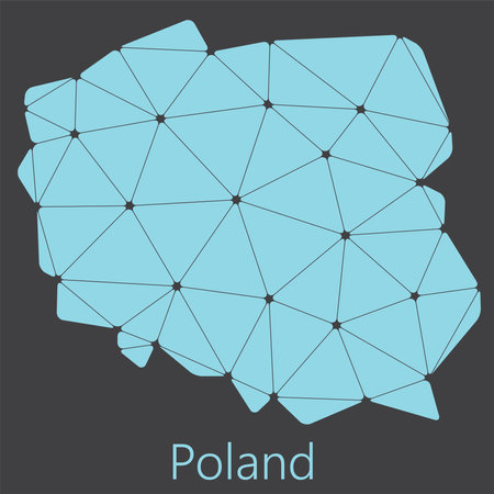 Vector low polygonal Poland map. Origami map illustration.のイラスト素材