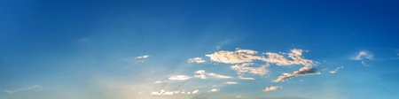 Blue sky panorama with cloud on a sunny day. Beautiful 180 degree panoramic image.の写真素材