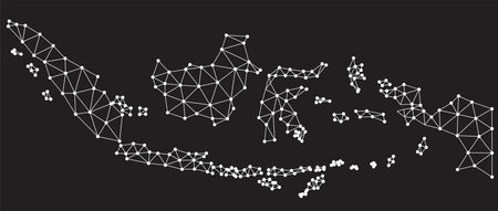 Vector low polygonal Indonesia map. Origami map illustration.のイラスト素材