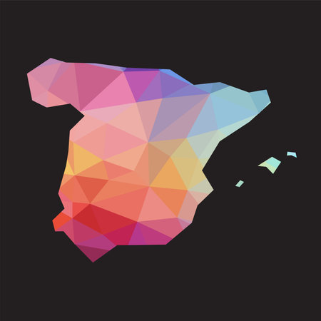 Colorful abstract vector low polygonal of Spain map. Vector illustration.&#x9;のイラスト素材