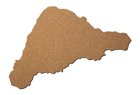 Easter island map cork wood texture cut out on white background.の写真素材