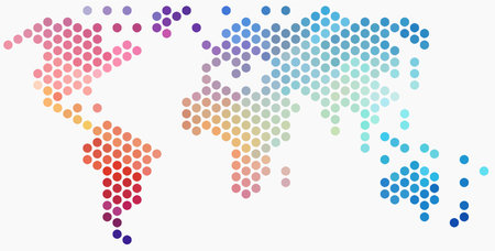 Circle shape world map on white background. Vector illustration.のイラスト素材