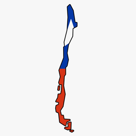 Outline drawing of Chile flag map. Vector liiustration.のイラスト素材
