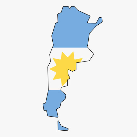 Outline drawing of Argentina flag map. Vector liiustration.のイラスト素材