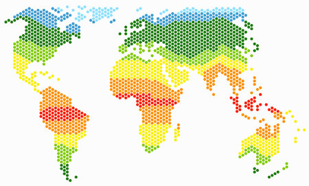 Hexagon shape world map on white background. Vector illustration.のイラスト素材